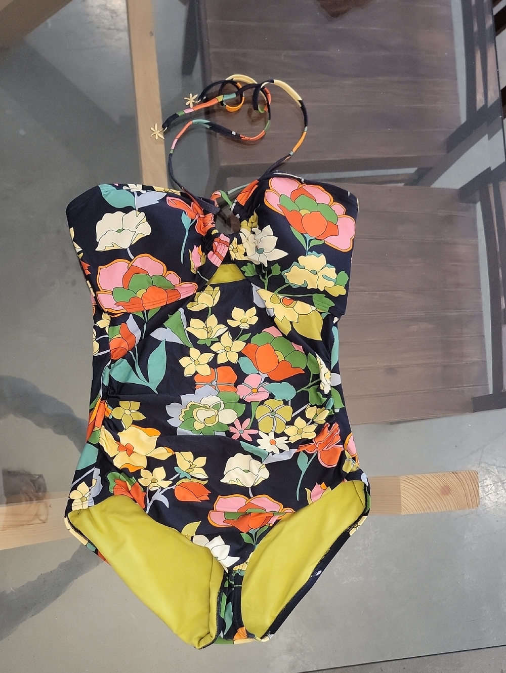 kate spade Black Floral One-Piece Swimsuit with Multi-Color Blooms